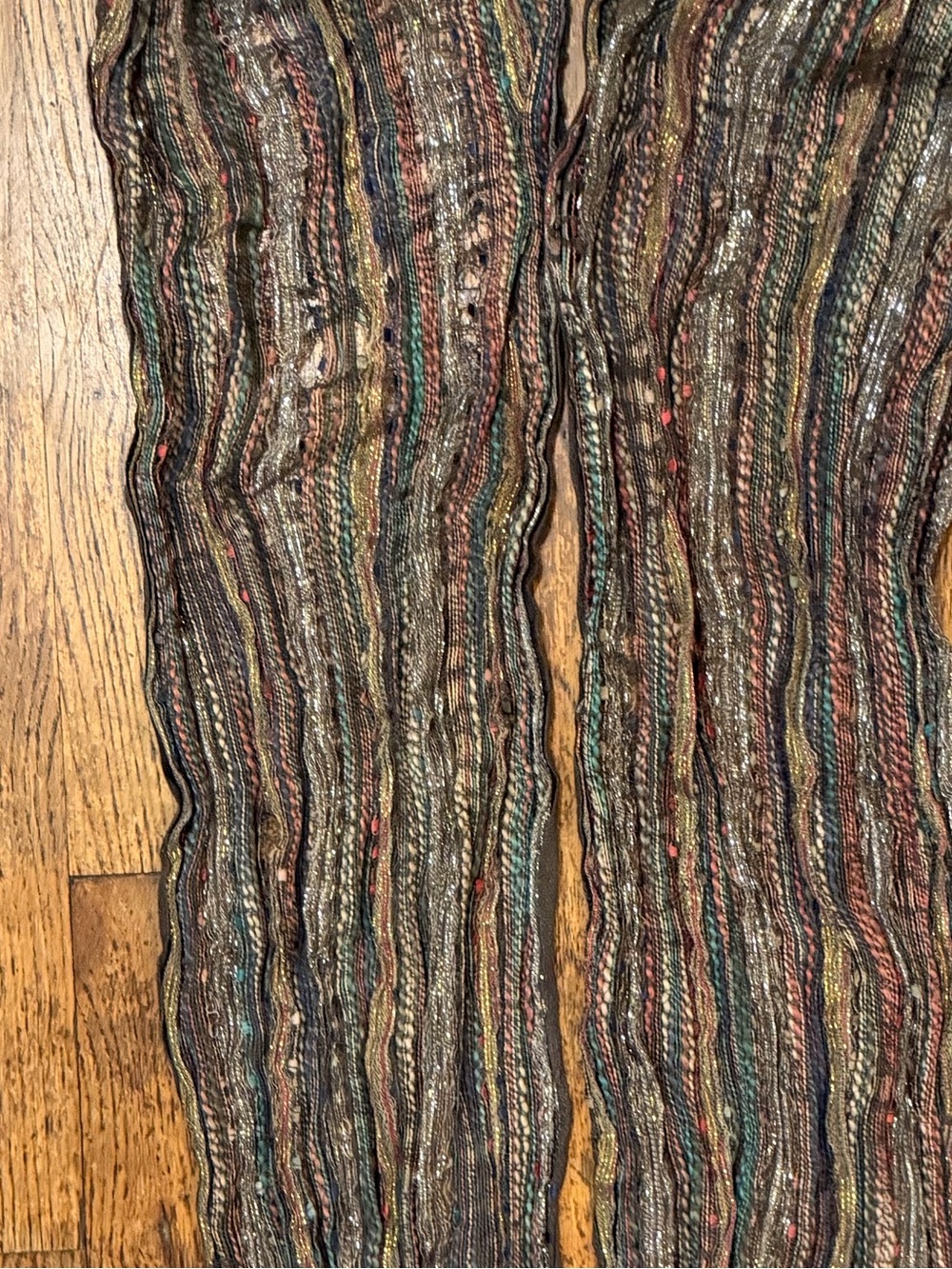 Multi Color Striped Scarf with Metallic Accents